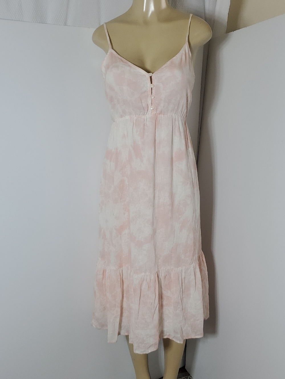 Rails Delilah Sleeveless Pink Tie-Dye Midi Dress with Ruffle Hem Size S